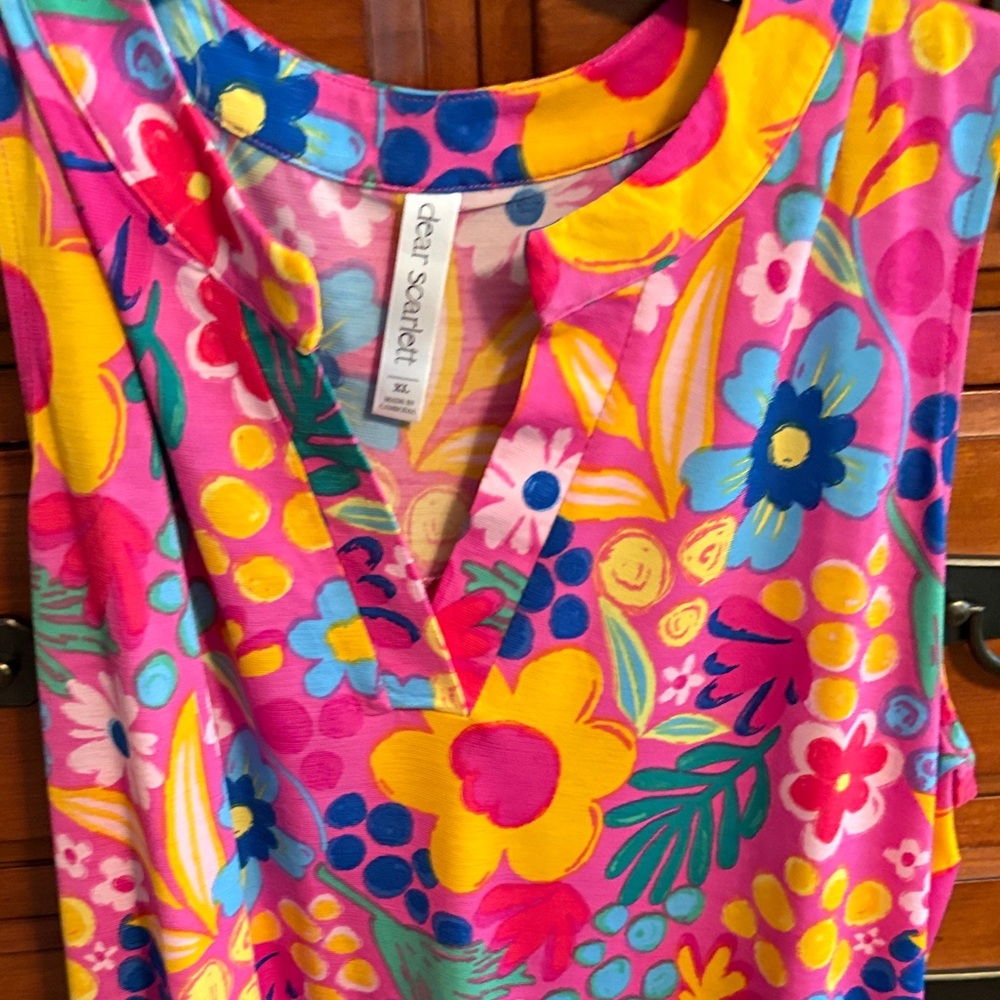 Bright Pink Floral Sleeveless Mini - Picture 3 of 8